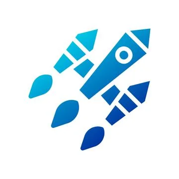 Rocket icon solid gradient blue business symbol illustration. Stock Illustration