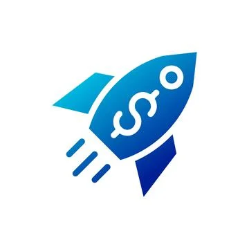 Rocket icon solid gradient blue business symbol illustration. Stock Illustration