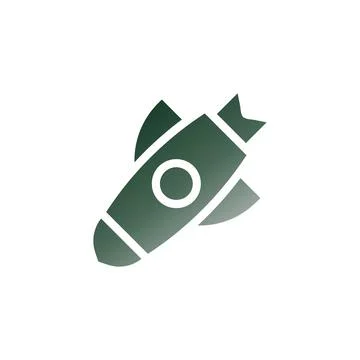 Rocket icon solid gradient green white colour military symbol perfect. Stock Illustration