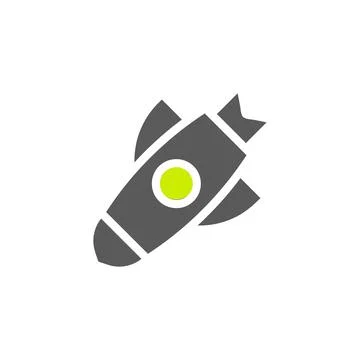 Rocket icon solid grey vibrant green colour military symbol perfect. Illustrazione stock