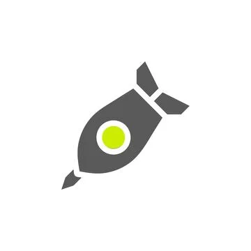 Rocket icon solid grey vibrant green colour military symbol perfect. Illustrazione stock