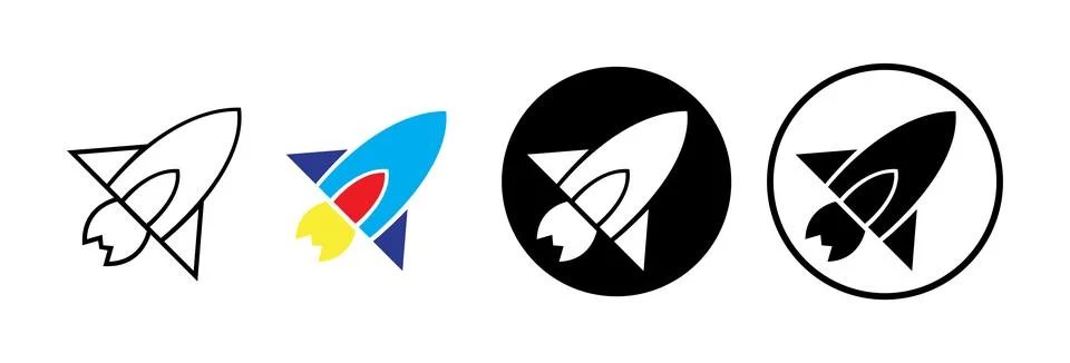 Rocket icon. spaceship launch. startup icon set Stock Illustration