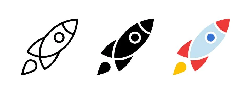 Rocket icon. Startup vector symbol. Business launch illustration. Space tec.. Stock Illustration