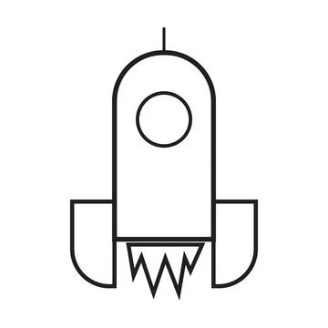 Rocket icon symbol flat black line on white vector background Stock Illustration