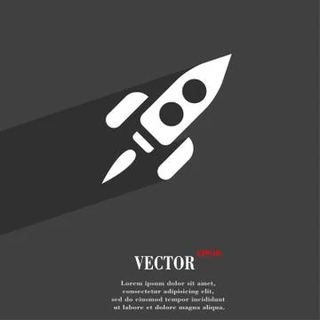 Rocket  icon symbol Flat modern web design with long shadow and space for you Stock Illustration
