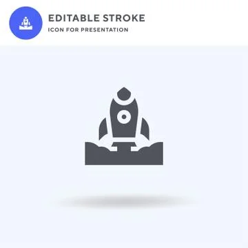 Rocket icon vector, filled flat sign, solid pictogram isolated on white, logo Stock Illustration