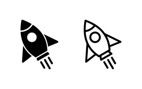 Rocket icon vector illustration. Startup sign and symbol. rocket launcher ico Stock Illustration
