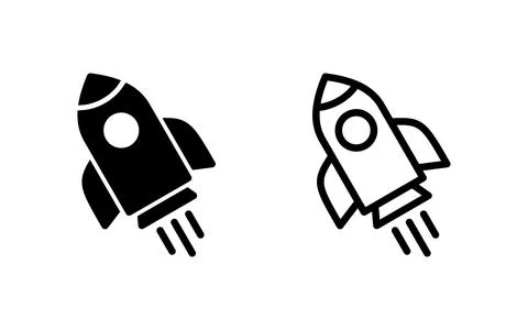 Rocket icon vector illustration. Startup sign and symbol. rocket launcher ico Stock Illustration