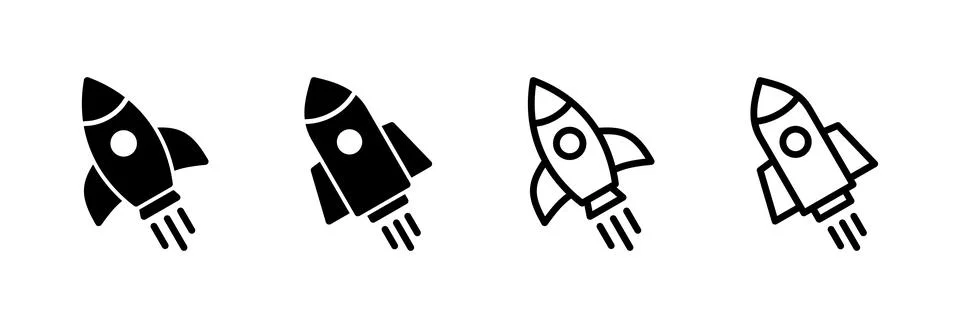 Rocket icon vector illustration. Startup sign and symbol. rocket launcher ico Stock Illustration