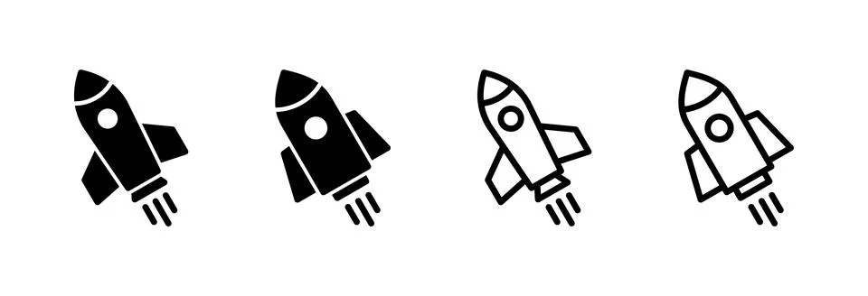 Rocket icon vector illustration. Startup sign and symbol. rocket launcher ico Stock Illustration