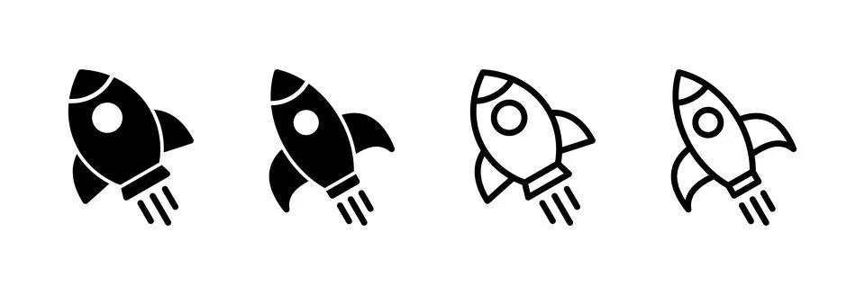 Rocket icon vector illustration. Startup sign and symbol. rocket launcher ico Stock Illustration
