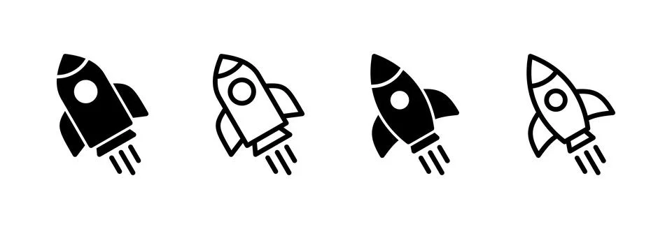 Rocket icon vector illustration. Startup sign and symbol. rocket launcher ico Stock Illustration