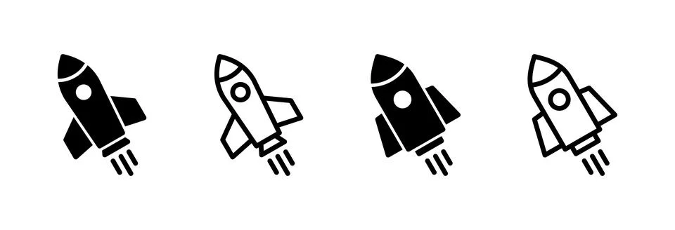 Rocket icon vector illustration. Startup sign and symbol. rocket launcher ico Stock Illustration