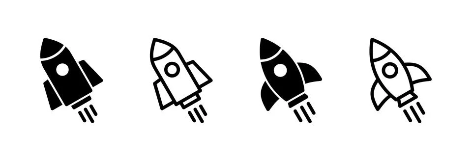 Rocket icon vector illustration. Startup sign and symbol. rocket launcher ico Stock Illustration