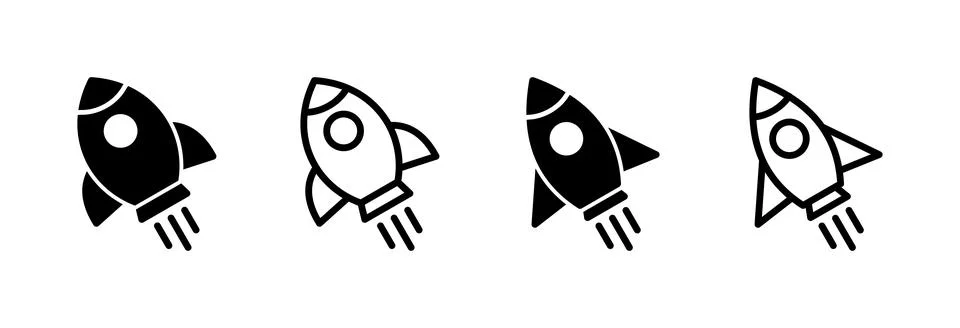 Rocket icon vector illustration. Startup sign and symbol. rocket launcher ico Stock Illustration