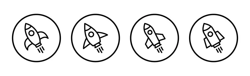 Rocket icon vector illustration. Startup sign and symbol. rocket launcher ico Stock Illustration
