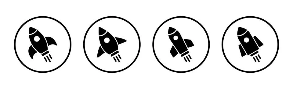 Rocket icon vector illustration. Startup sign and symbol. rocket launcher ico Stock Illustration
