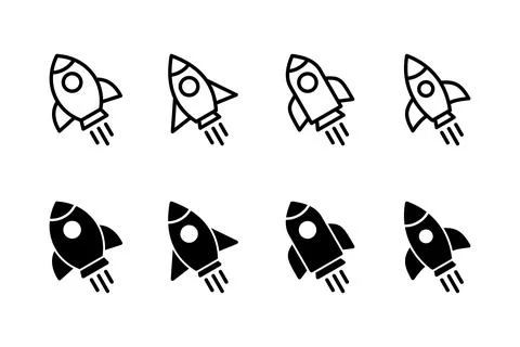 Rocket icon vector illustration. Startup sign and symbol. rocket launcher ico Stock Illustration
