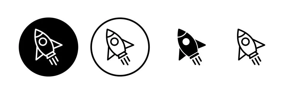 Rocket icon vector illustration. Startup sign and symbol. rocket launcher ico Stock Illustration