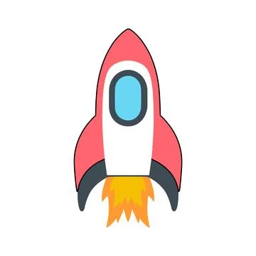 Rocket icon vector isolated on white background Stock Illustration