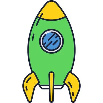 Rocket icon vector ship launch isolated on white Stock Illustration