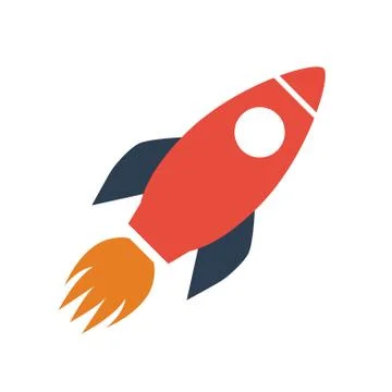 Rocket icon on white background. Stock Illustration