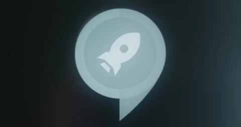 Rocket icon within a speech bubble shape Stock Footage 314853396