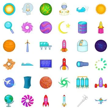 Rocket icons set, cartoon style Stock Illustration