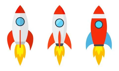 Rocket icons set. Spaceship launch icon. Vector Stock Illustration