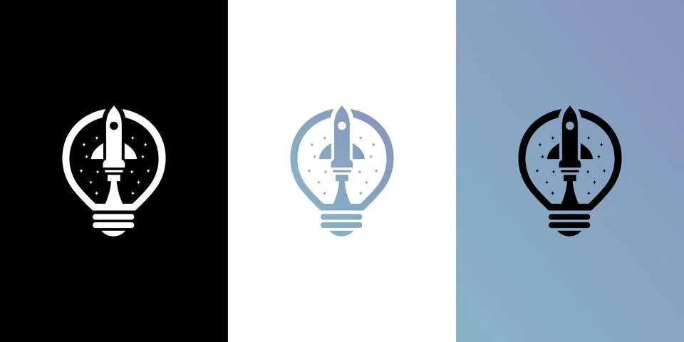Rocket idea launch logo vector template Stock Illustration