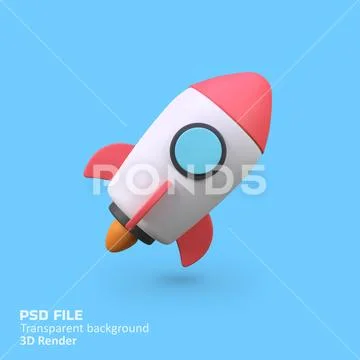 Rocket isolated 3d render icon illustration PSD Template