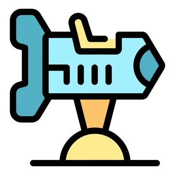 Rocket kiddie ride standing on a small mound of sand Stock Illustration
