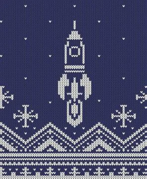 Rocket knitted ornament Stock Illustration