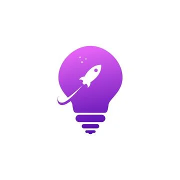 Rocket Lamp Logo Vector Design Template Stock Illustration