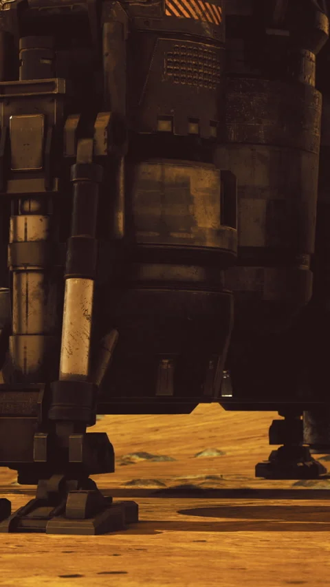 Rocket landing gear on the surface of Mars during exploration mission Stock Footage 326199281