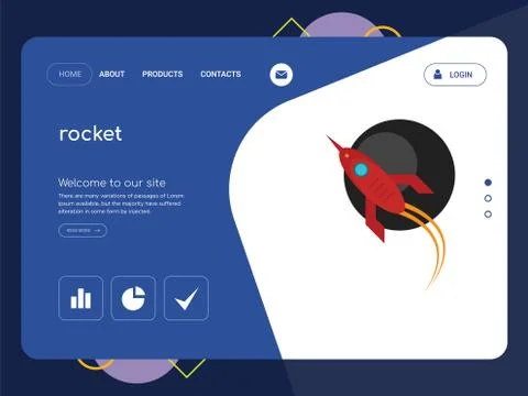 Rocket Landing page website template design Free Stock Illustration