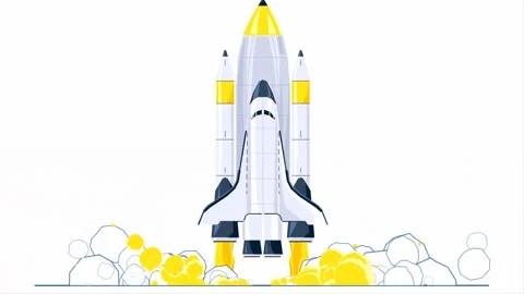 Rocket Launch 2D Cartoon Animation | Stock Video | Pond5