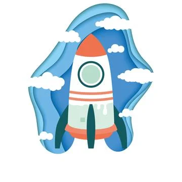 Rocket launch abstract background. Startup poster template with space ship イラスト素材