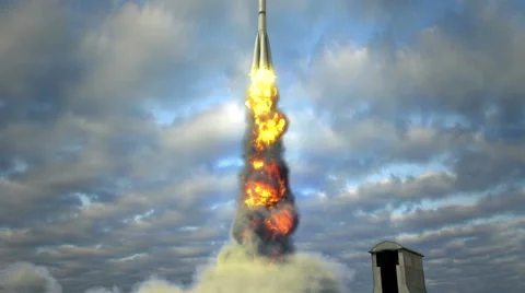 Rocket Launch in the afternoon Soyuz ST Jet Engine Stock Footage 44495992