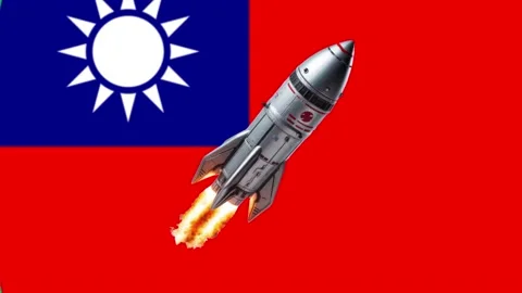 Rocket Launch Against Flag of Taiwan. Stock Footage 340331692