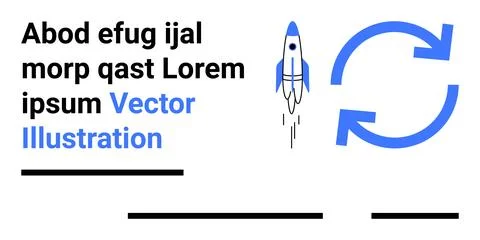 Rocket Launch and Arrow Cycle with Text Elements in Blue and Black Stock Illustration