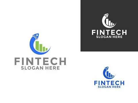 Rocket Launch and Chart logo design. Creative design Fintech, technology, a.. Stock Illustration