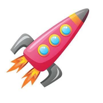 Rocket launch and fire flame Vector illustration Stock Illustration