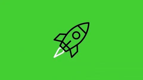 Rocket launch animated icon on bright green screen background Stock Footage 314767453