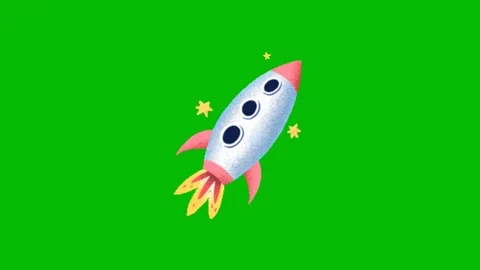 Rocket Launch Animation on Green Screen Видео 345096482