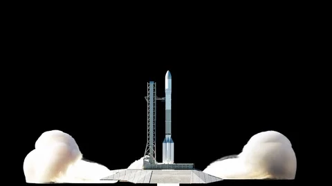 Rocket launch animation. Isolate. Alpha matte. Space launch system. Realistic 4k Stock Footage 84523378