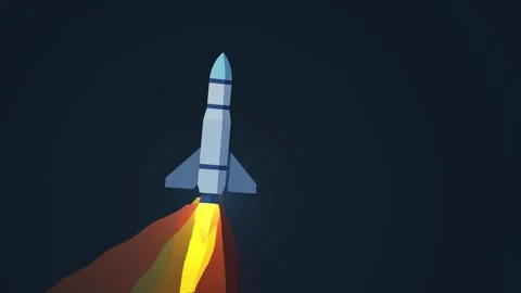 Rocket launch animation sequence, vector illustration of a spaceship taking.. Stock Footage 340537940