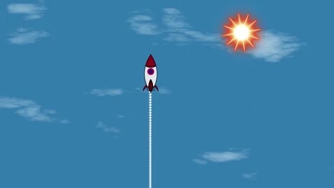 Rocket launch ascending flight animation cartoon style innovation technolog.. Stock Footage 321455907