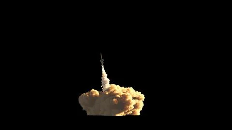 Rocket launch on black background Stock Illustration