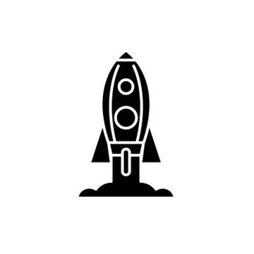 Rocket launch black icon, vector sign on isolated background. Rocket launch Stock Illustration